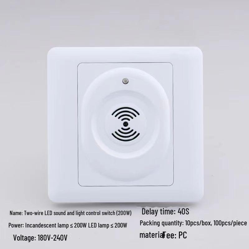 Spínač s časovým zpožděním ovládaný zvukem a světlem typu 86 pro LED a vysokovýkonná světla