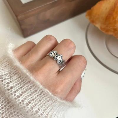 Cat Bear Gingerbread Ring Cute Fashion Women Girl Cartoon Open Rings Party Jewelry Gifts