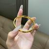 Polished Gold-Plated Wide Bangle with One-Line Thread Design for Women - Light Luxury Feel