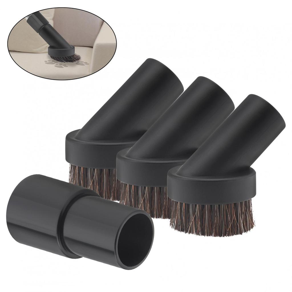4pcs Durable Round Dust Brush & Hose Adapter for 1.25 Inch Cleaner Vacuum