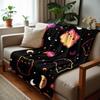 Gradient Cat Ghost Boo Night Cartoon Anime Print Flannel Blanket Soft Warm Throw for Kids Bedroom Sofa Christmas Office Car