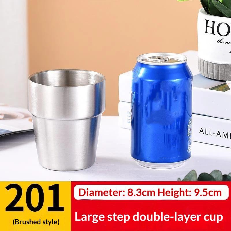 304 Stainless Steel Korean Double-Layer Cup Kid'S Heat-Resistant Milk Cup Golden Beer Coffee Mug Drink Cocktail Cup Tableware