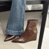 Pointed short boots women's new boots autumn and winter new European beautiful women's boots high heel short boots wedge heel thin boots