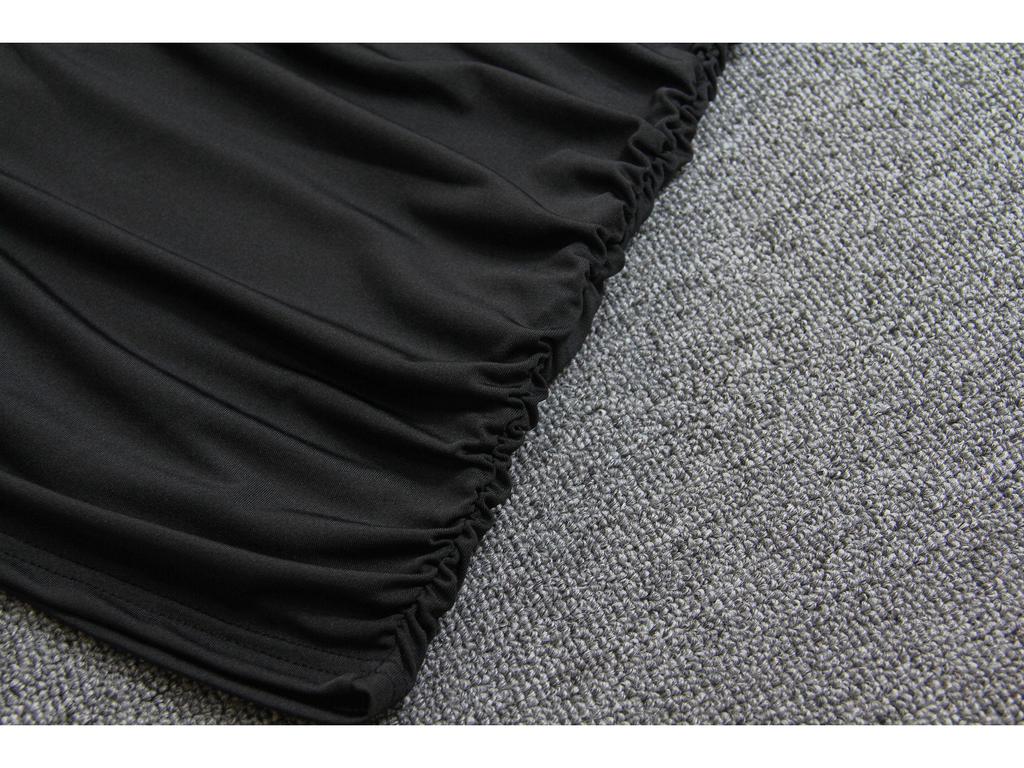 European and American V-neck Splicing Hip Dress: 2024 Autumn/Winter Sexy Long-Sleeve Hollow Women's Outfit