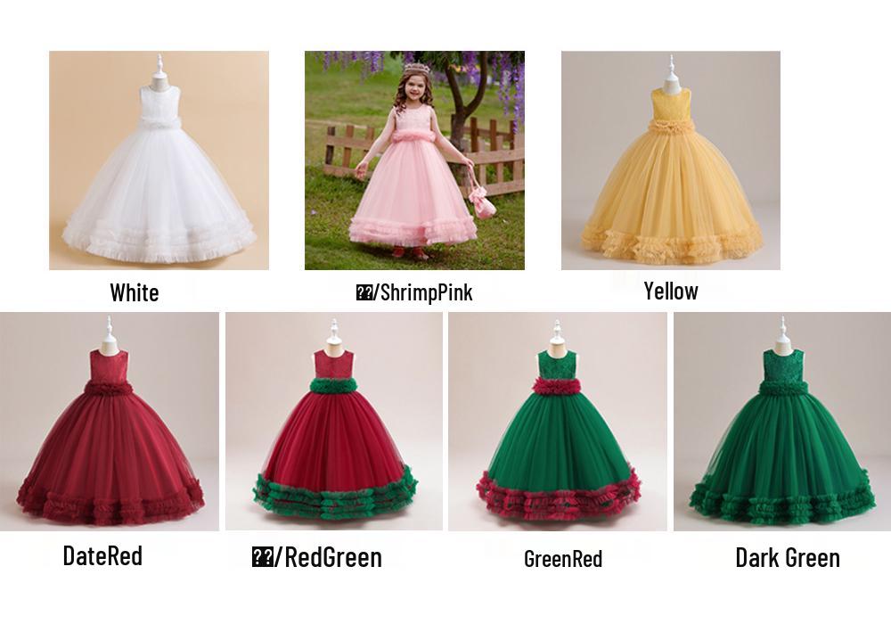 2026 Mesh-Prinzessinnen-Hochzeitskleid für mittlere und große Kinder