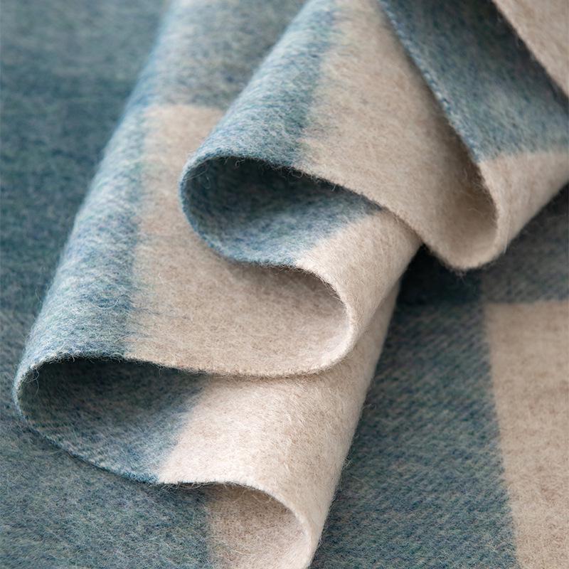 100% Wool Plaid Scarf for Women - High-end, Warm, Versatile with Tassels - Perfect for Autumn and Winter