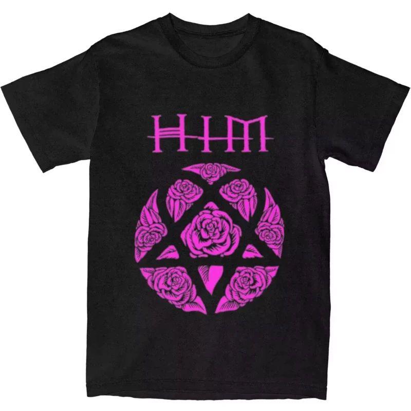 Hip Pop Rock Tshirt Him Band Ville Valo Heartagram Love Metal TShirt Summer Casual Streetwear Print Cotton ShortSleeved Unisex