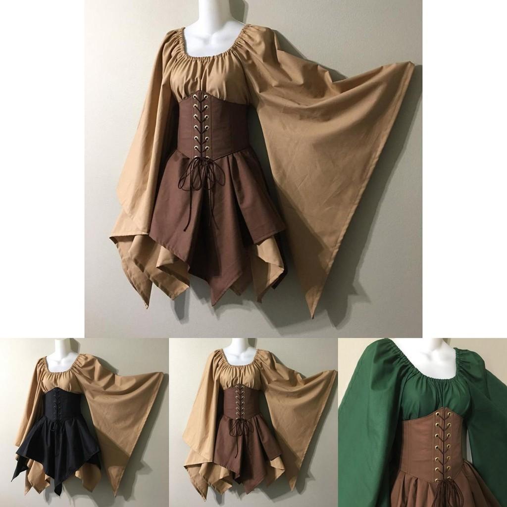 Atemberaubendes Gothic Mittelalter Renaissance Waldelfen Feenkleid für Cosplay und Partys