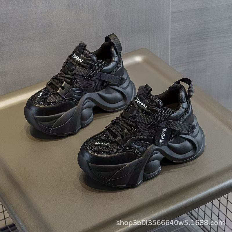 [Bulk Goods Have Been Shipped] Thick-soled Heightening Dad Shoes Live Broadcast Explosion Casual Shoes Foreign Trade Sports Shoes Beige