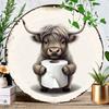 Round Metal Tin Sign Cow Bathroom Tissue Holder Country Farmhouse Decor