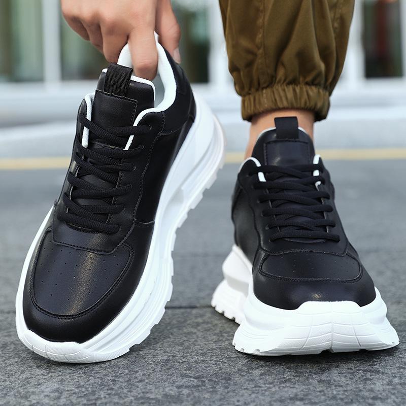 Men's Versatile Height-Increasing Dad Sneakers - Thick Sole, New White Sports Casual Shoes