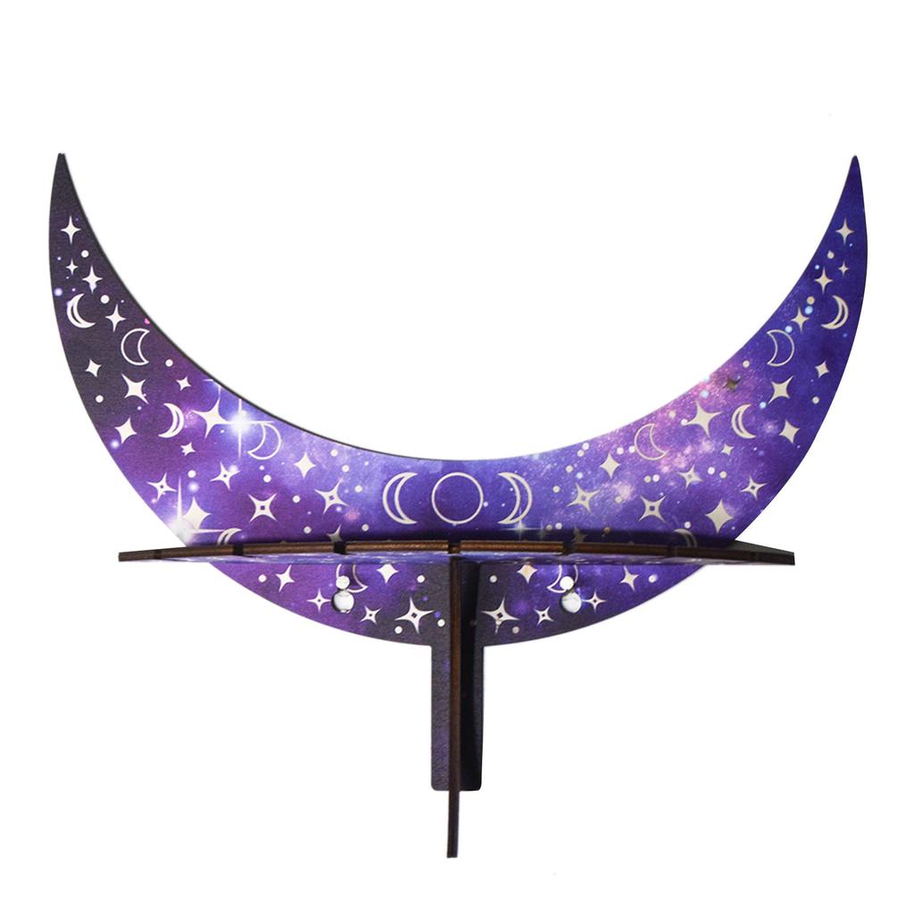 Moon Storage Shelf Wood Candlestick Support Holder Decor Ornament for Crystal Jewelry Collectible Organization
