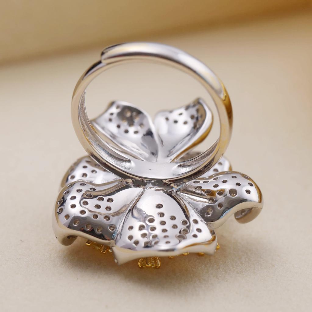 11mm Natural Nearround Pearl Fashion Flower Ring DIY 925 Silver Holder Setting Fine Wedding Jewelry for Women