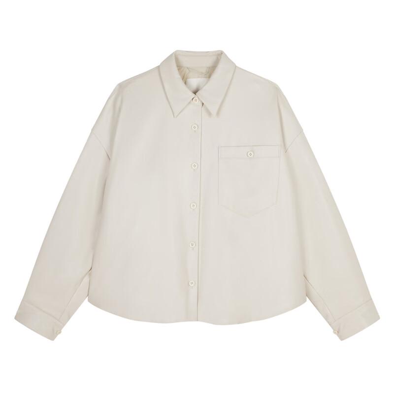 JNBY Women's 2024 Winter PU Shirt Collar Down Jacket