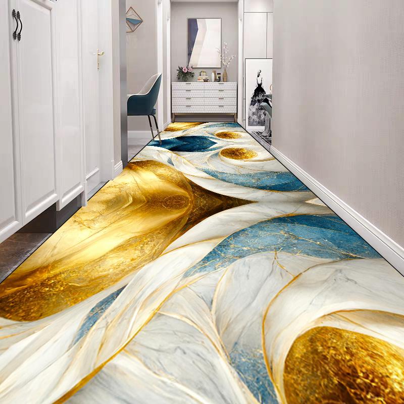 

Luxury Golden Long Corridor Carpet High End Hotel Lobby Decoration Rugs Stairway Hallway Stairs Runner Rug Non-slip Kitchen Mat 60x200cm 23.6x78in