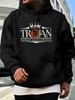 Hoodie - Black Pullover Sweatshirt with Spartan-like Graphic Lettering