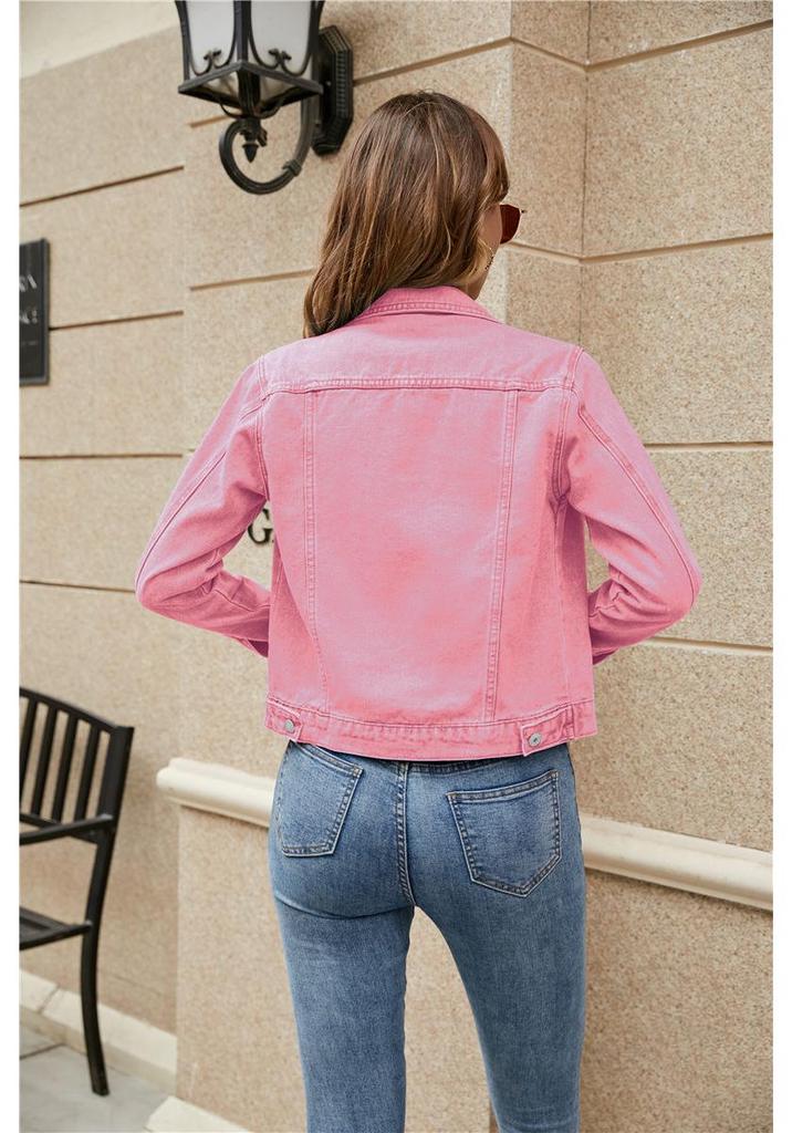Giacca di jeans europea e americana slim con revers