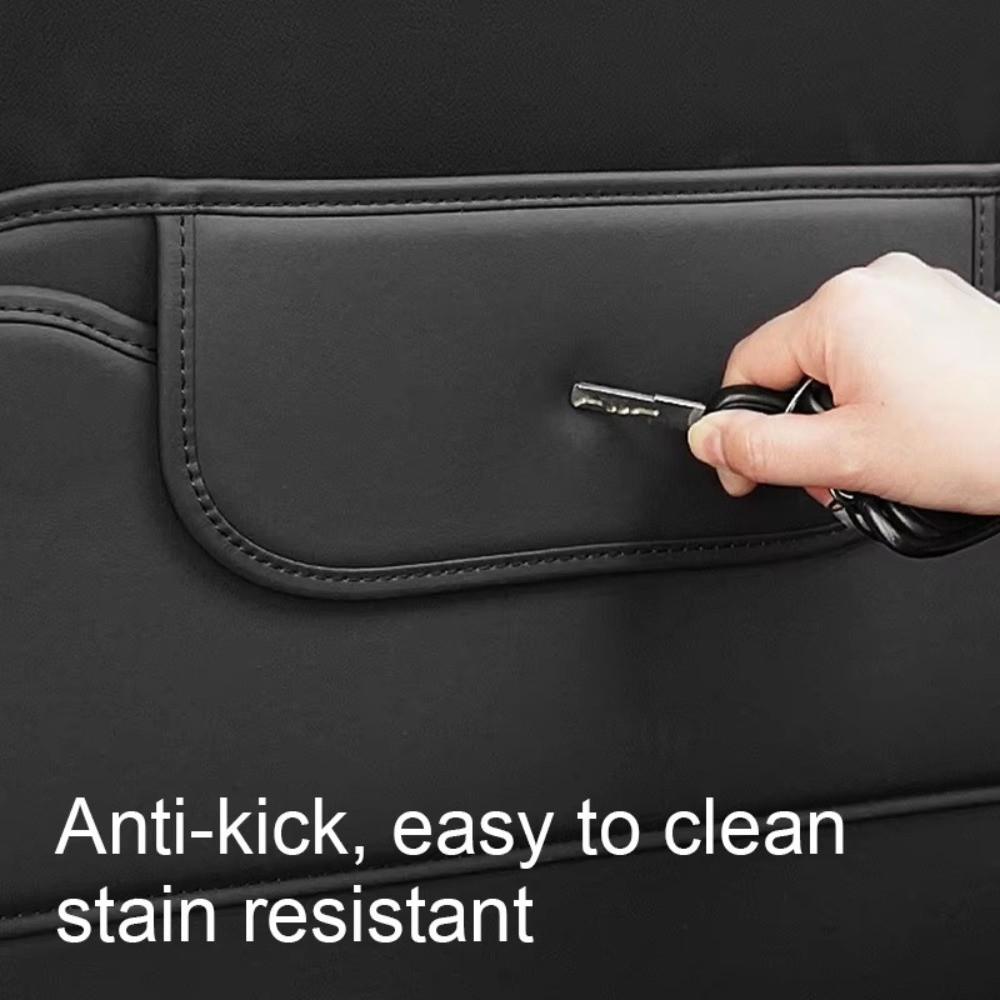 PU Leather Backseat Storage Organizer Anti-Scratch Anti-Kick Pads Car Seat Back Protector