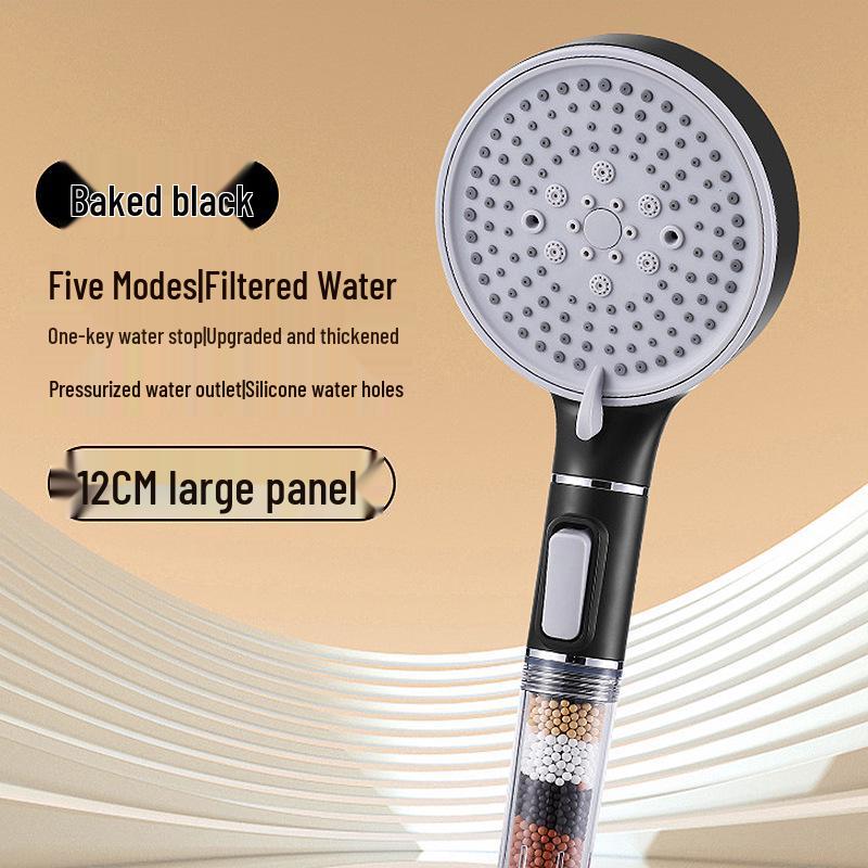 5-Speed Handheld Shower Head with Large Panel & Water Filter for Enhanced Bathing Experience