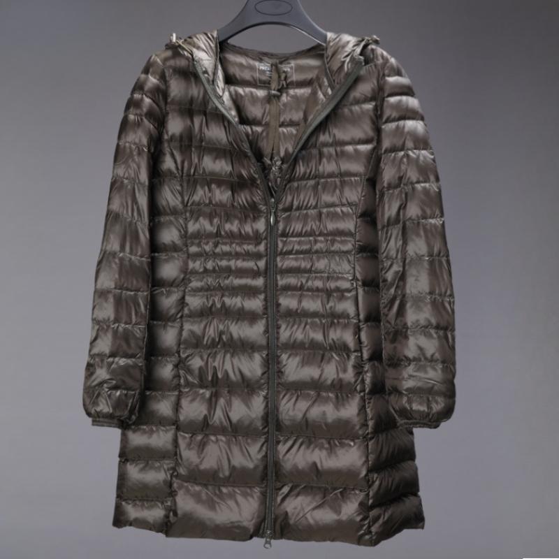 Women's Long Hooded Puffer Down Jacket - Ultra-Light Style