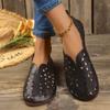 New Hollowed Out Flat Bottomed Retro Single Shoe for Women, with A Round Toe and Ethnic Style Low Top and Low Sandals