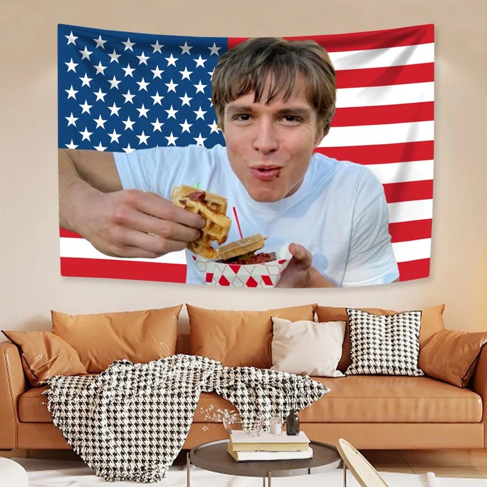 Nicholas Chavezs American Flag Wall Tapesrty Actor Home Decor Bedroom Dorm Wall Hanging Background Cloth Festival Gift