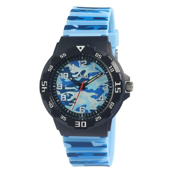 Montre bracelet - Q&Q - Modèle Q&Q - Camouflage bleu - Quartz - 42 mm - 10 ATM