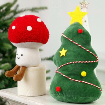 Christmas Mushroom Plush Toy Xmas Tree Plushie Wreath Chocolate Cake Stuffed Doll Holiday Paty Home Decoration Festival Gift