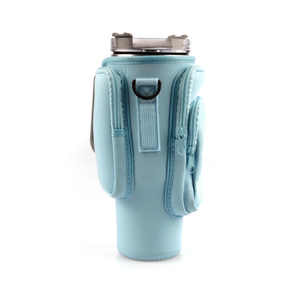 30oz 40oz Insulated Water Bottle Cover for Stanley Cup with Pouch Adjustable Shoulder Strap Anti-fall Non-slip Washable Sleeve
