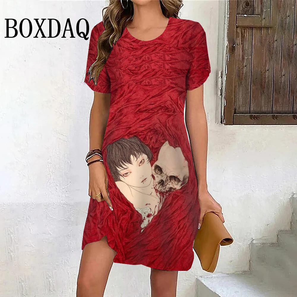 

Summer New Fashion 3d Printing Starry Sky Dress Women s Short-sleeved Casual Loose A-line Round Neck Dress 6XL