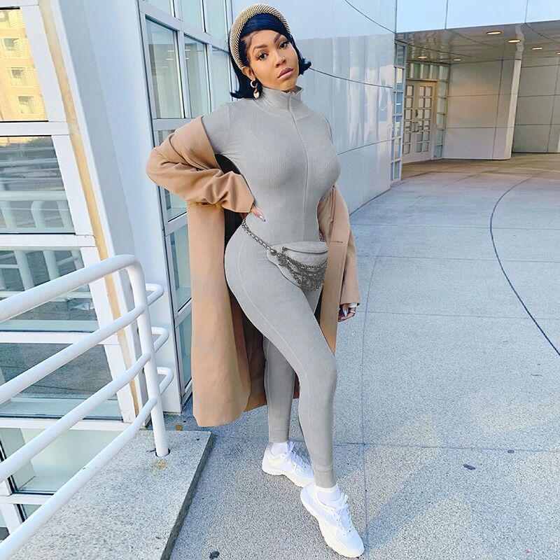 Damen Hochgeschlossener Bestickter Fitness-Jumpsuit - Stretch, Schlankmachend, Reißverschluss Design 2026