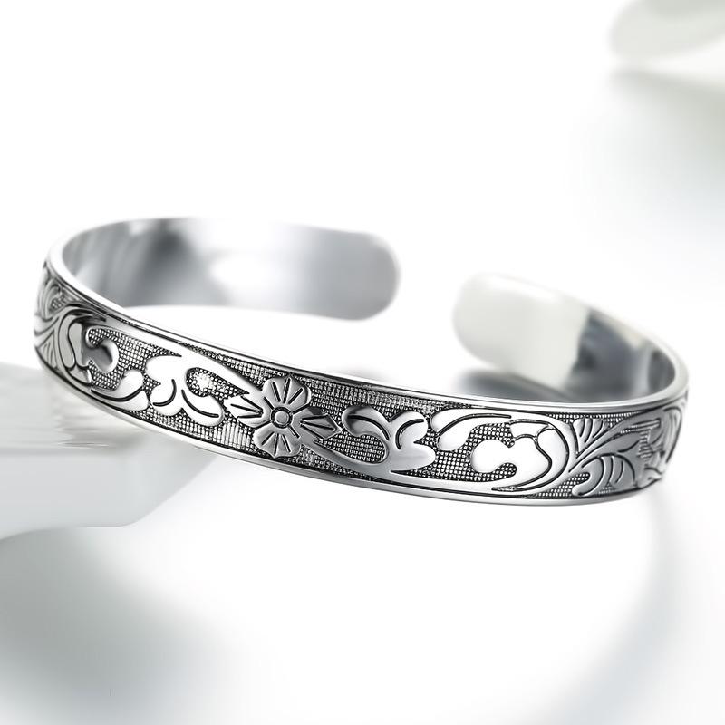 Silver Color Cuff Bracelet for Women Vintage Fashion Plum Flower Party Accessories Thai Silver Jewelry Gifts