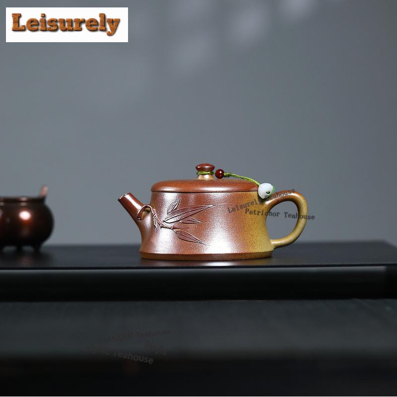 150ml Yixing Lila Ton Teekannen Handgemacht Stein Schöpfkännchen Rohmaterial Goldabschnitt Ton Teefilter Kanne Mit Sieb Zisha Teegeschirr