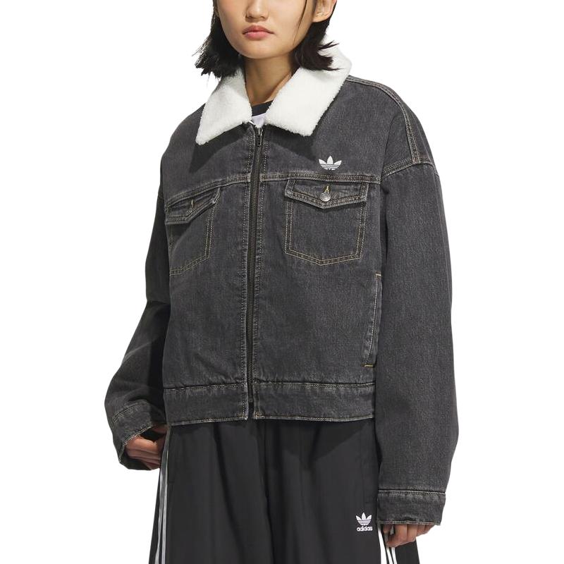 Adidas Originals FW25 Dámská džínová bunda s polstrovaným límcem na zip a dlouhým rukávem Dámská bunda KB5449