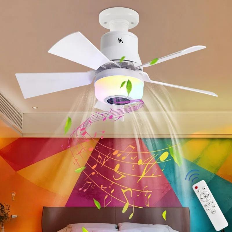 Bluetooth Music Light E27 Screw Top Suction Music Fan Light for Home Use Silent and Detachable Fan Blade Bluetooth Speaker