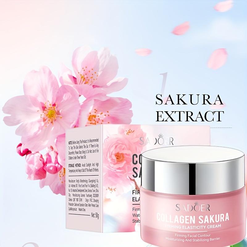 50g Kollagen Sakura Straffende Elastizität Gesichtscreme Feuchtigkeitsspendend, Geschmeidig, Zart Reduziert feine Linien Anti-Falten und Nicht fettende Hautpflegeprodukte