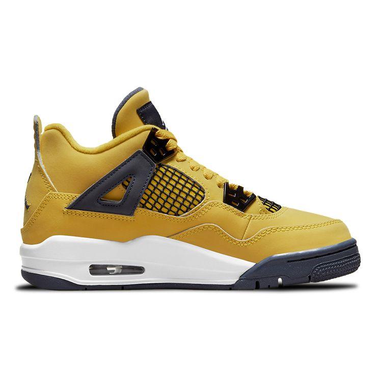 Air Jordan 4 Retro GS Lightning 2021 Kids Sneakers Yellow Tour-Yellow Multi-Color 408452-700