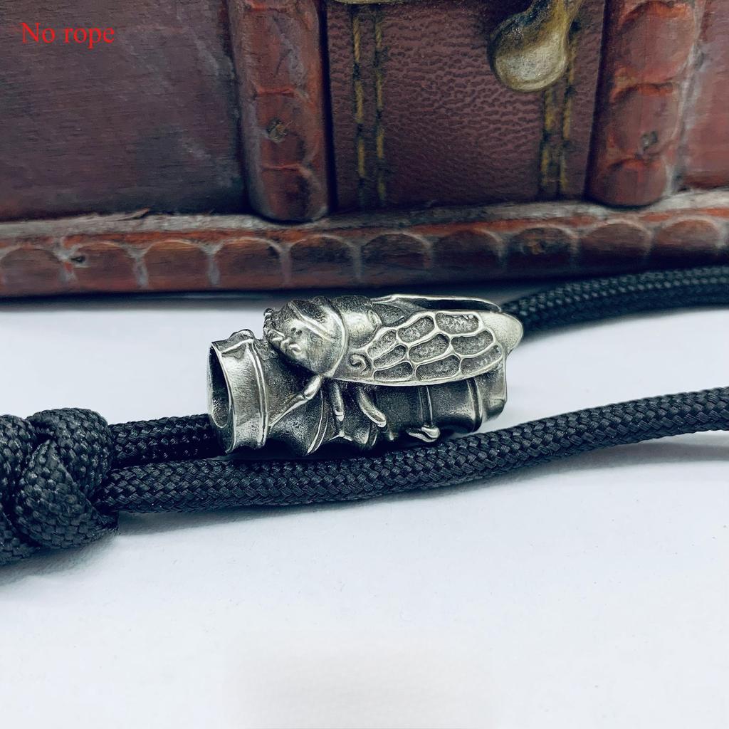 1Pc Bamboo Cicada Brass Knife Beads DIY Paracord Beads Lanyard Key Chain Pendant Accessories Outdoor Tool Umbrella Rope Hangings
