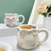 Portable Butterfly Knots Ceramic Coffee Cup Drinking Mug With Bowknot Heart Pattern Home Office Drinkware