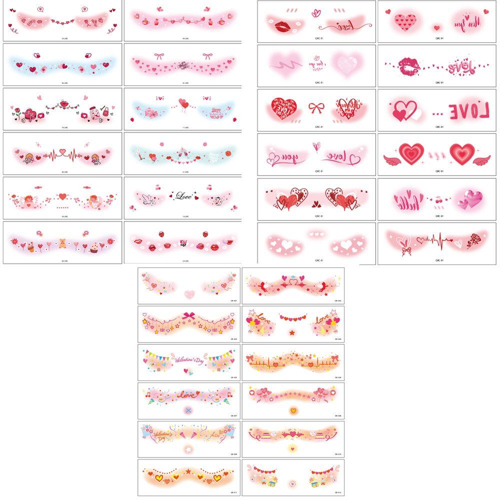 Lips Cheek Temporary Stickers Disposable Love Face Stickers Valentine's Day Tattoo Take Photos