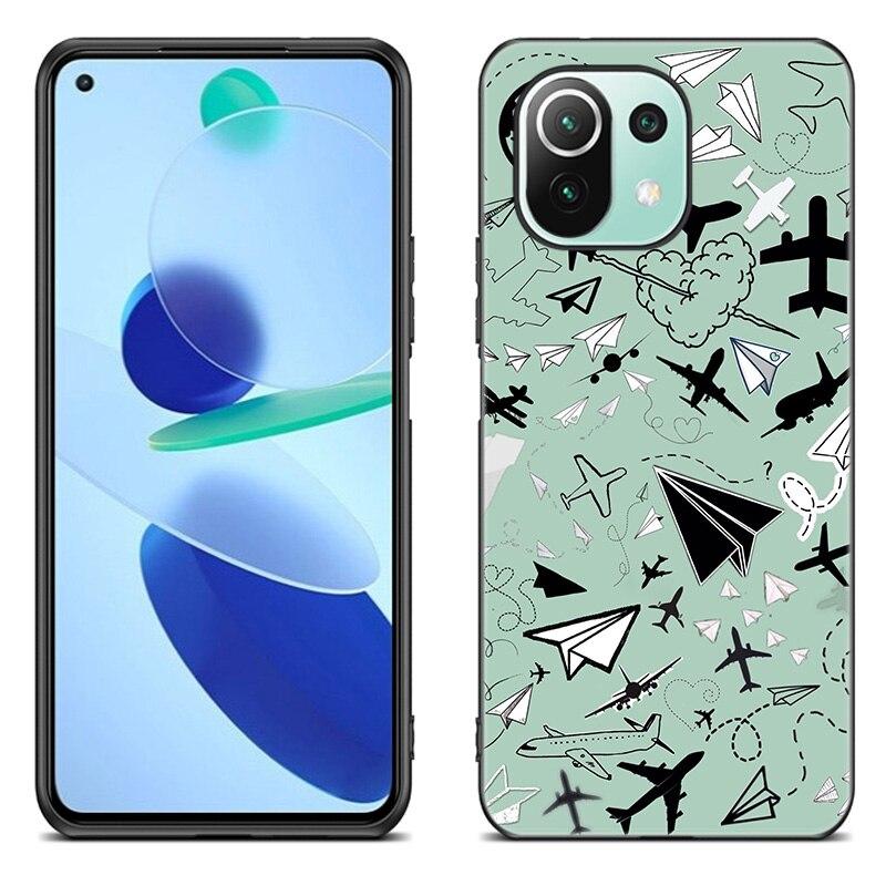 

Чехол с изображением самолета для Xiaomi Mi 11 Lite NE 11i 10T 11T Pro A2 A3 Lite POCO F3 M3 M4 C31 X3 Pro NFC GT, черный мягкий чехол Xiaomi POCO X3 NFC