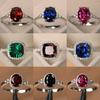 Silver Plated Rings for Women Ruby Emerald Sapphire Jewelry Wedding Engagement Ring Wholesale Size 6-10