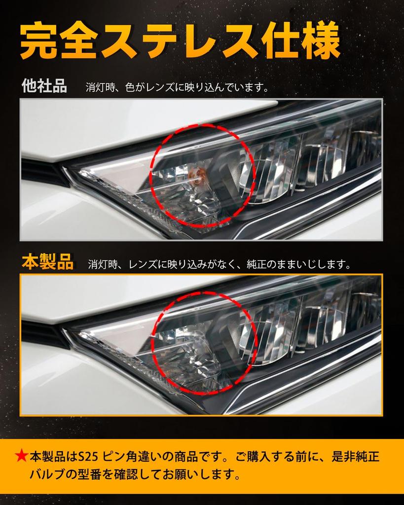 BORDAN S25 LED Turn Signal, Pin Angle, 150°, Stealth Genuine Amber, High Fla Prevention,