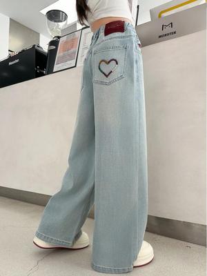 Mädchen Jeans Frühling/Herbst 2026 Koreanischer Stil Locker Weites Bein - Modische Freizeithosen für mittlere und große Kinder