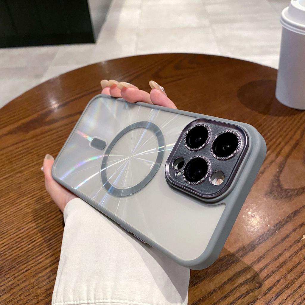 Cd-patterned Aurora Laser Magnetic Attraction, Suitable for Apple 15promax Phone Case, IPhone14 Full Cover, Anti-drop 13 Transparent