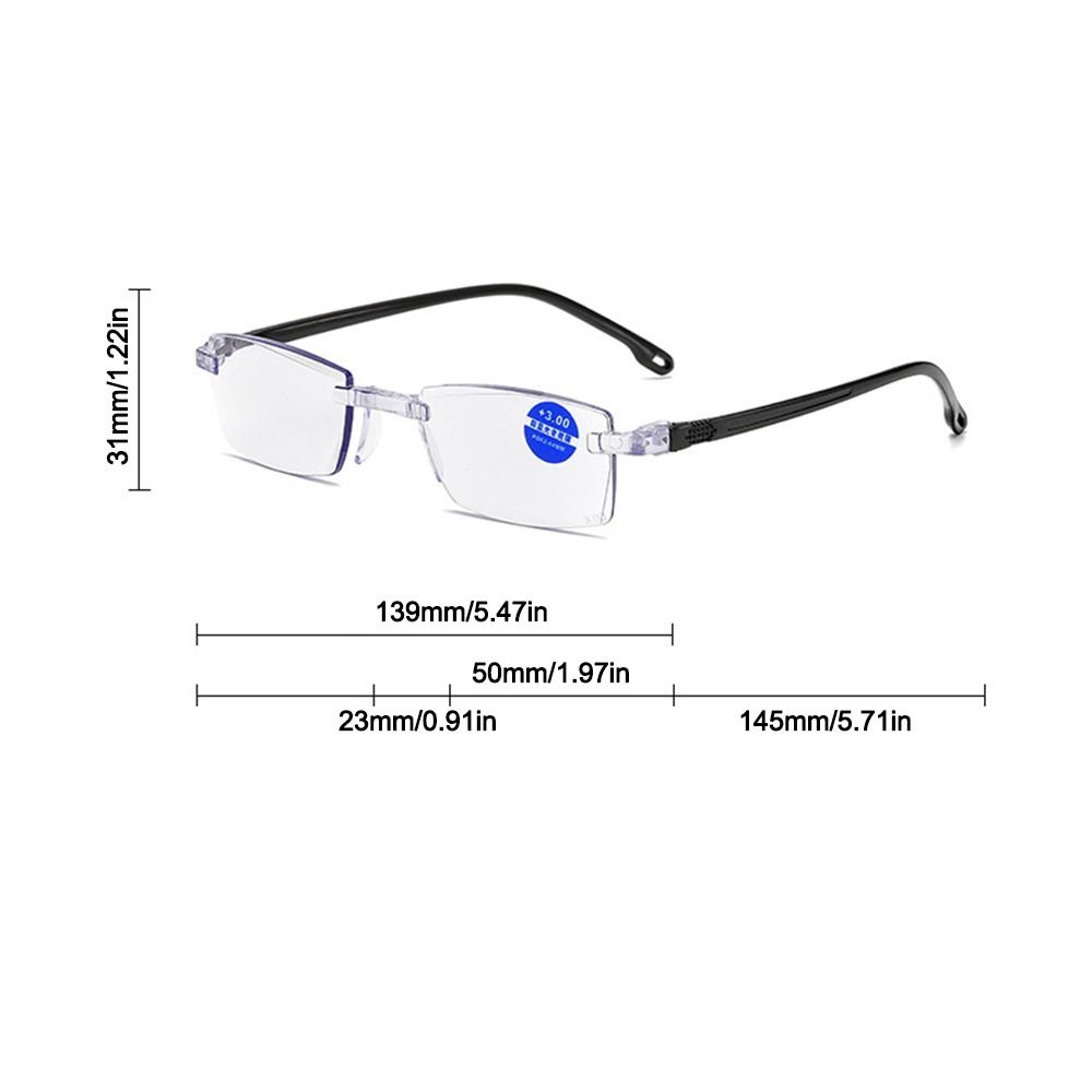 Frameless Anti-Blue Light Reading Glasses Blue Ray Blocking Eye Protection Hyperopia Glasses Diopter +1.0~+4.0 Ultralight