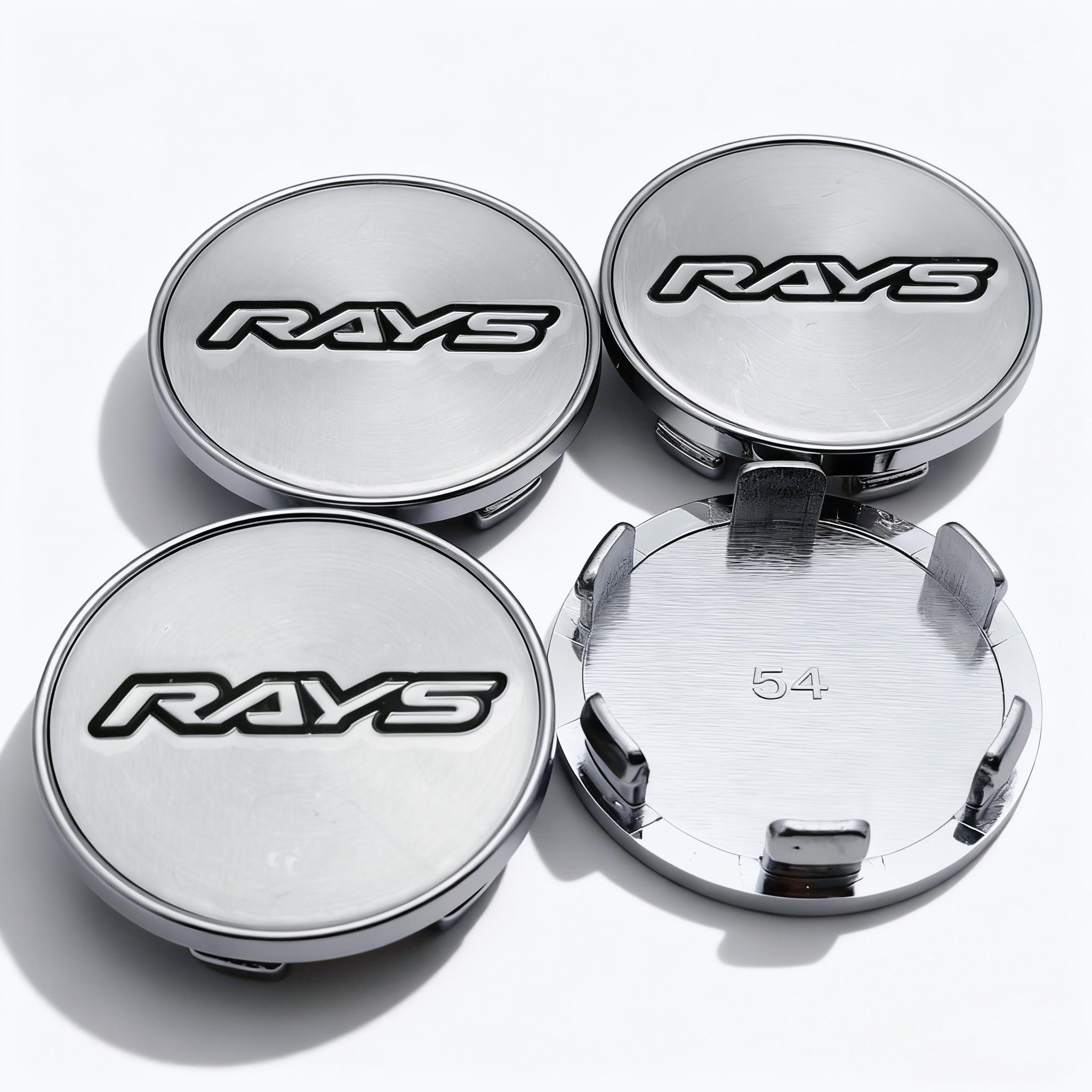 

4pcs JDM Silver Black RAYS Logo Emblem Car Wheel Center Caps 54MM 49MM Rim Hubcaps Cover Wheels Hub Cap Replace Car Accessories RAYS Badge&4pcs 54 Wheel Caps