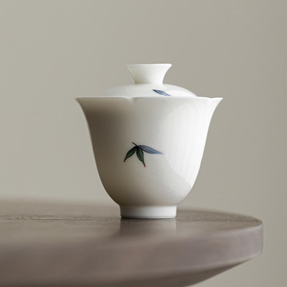 Green-Bamboo Hand-Painted Cup Green-Bamboo Hand-Painted Gai Wan Tea Cups For Tea Lovers A