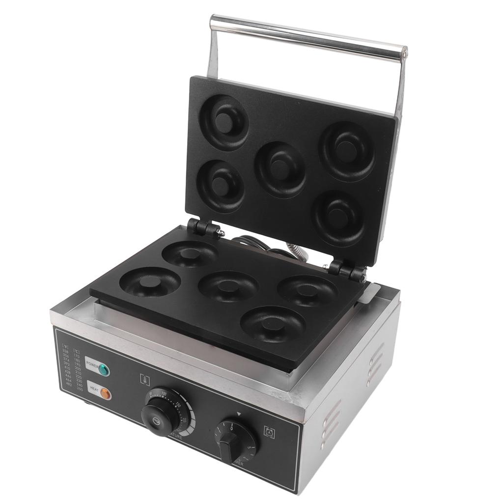 Komerční vaflový donutovač 5 otvorů oboustranné topení nerezová ocel nepřilnavý donut