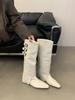 Fashion Pointed Toe Women Knee Boots Chelsea Botas 2024 New Arrivals Fashion Party Pumps Knight Botas Size 35-39 Winter Western Bootie